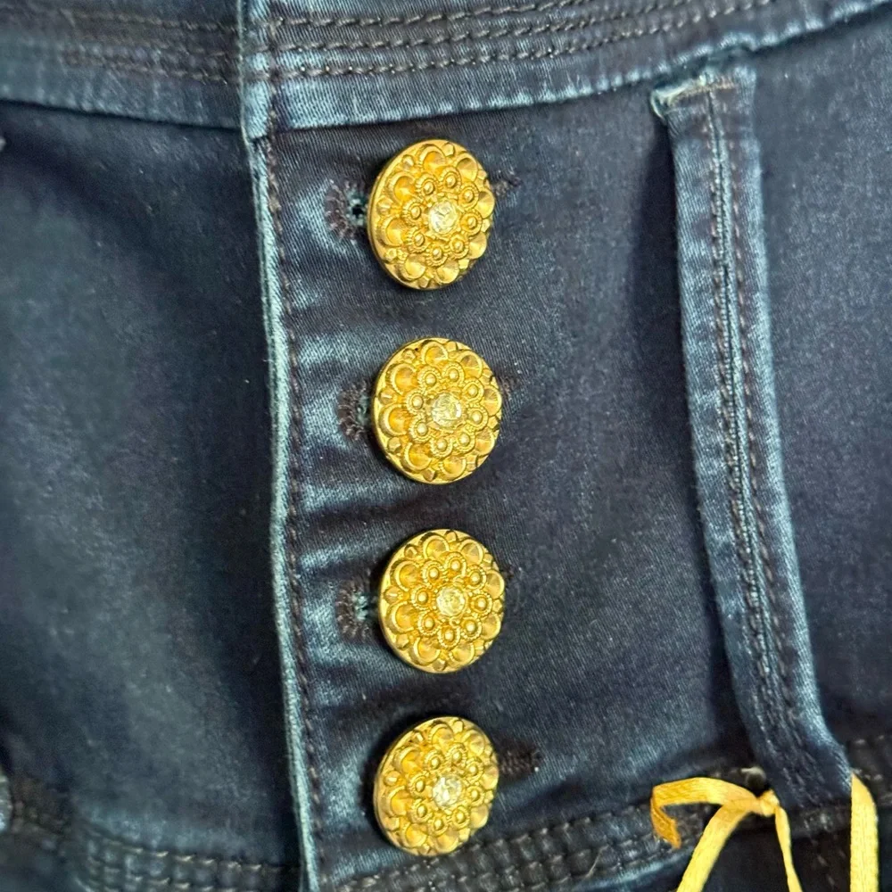 Jeans Colombianos Xigma Booty Curve Gold Decorated High Waisted.  Size  12 NWT - Picture 5 of 12
